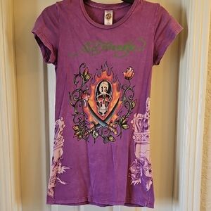 Ed Hardy Purple Short Sleeve Graphic Tee